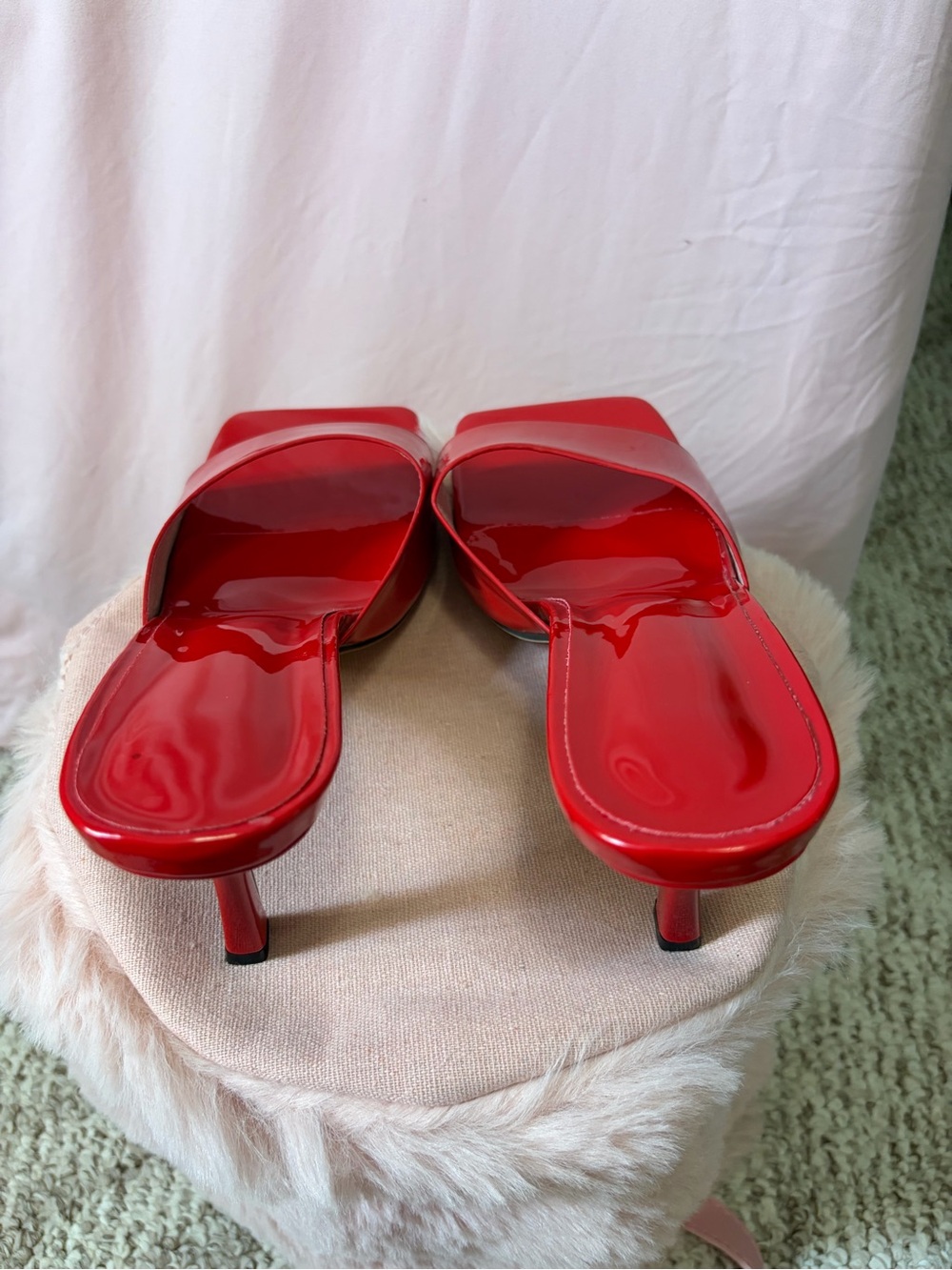 NWOT Red Patent Square-Toe Slide Heels - Women size 42 - Picture 5 of 6